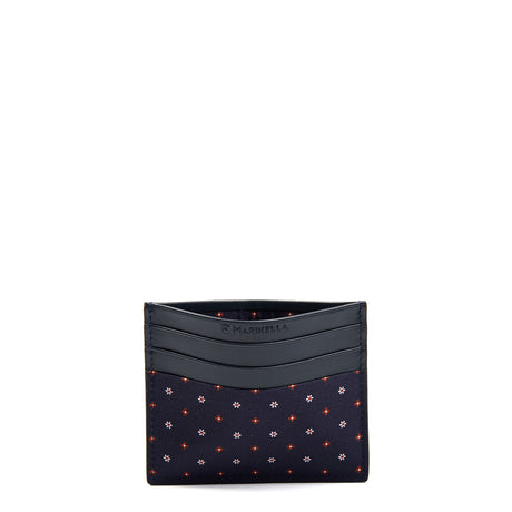 PORTACARTE DI CREDITO SETA E PELLE BLU SCURO