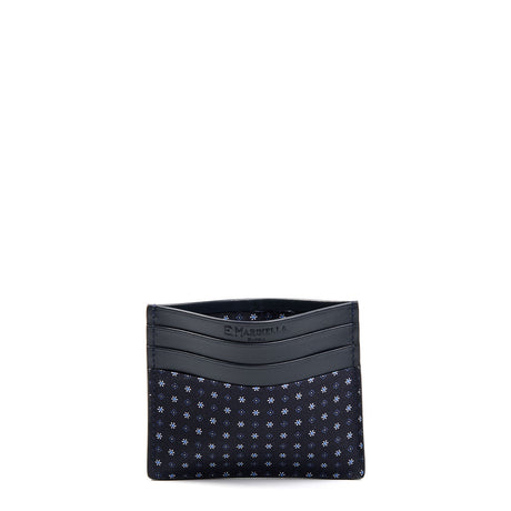 PORTACARTE DI CREDITO SETA E PELLE BLU SCURO