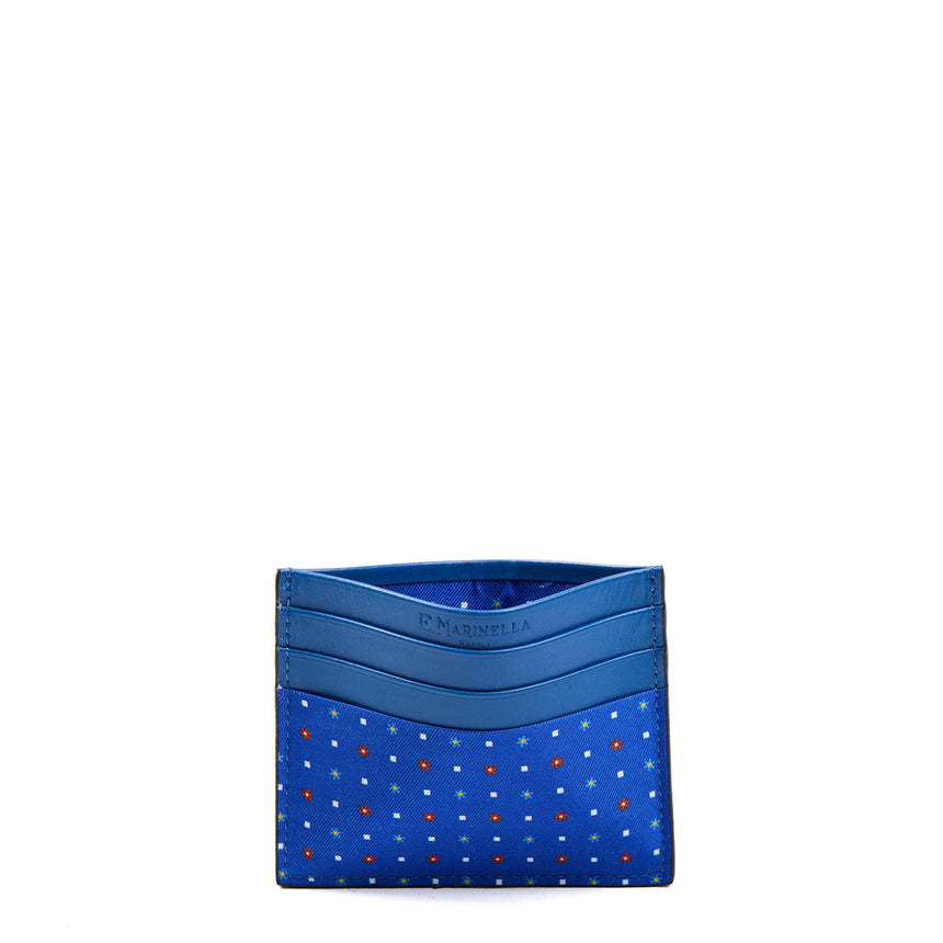 PORTACARTE DI CREDITO SETA E PELLE BLUETTE