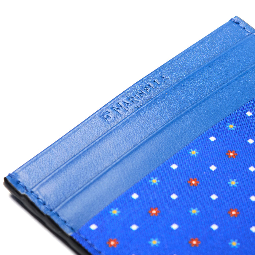 PORTACARTE DI CREDITO SETA E PELLE BLUETTE