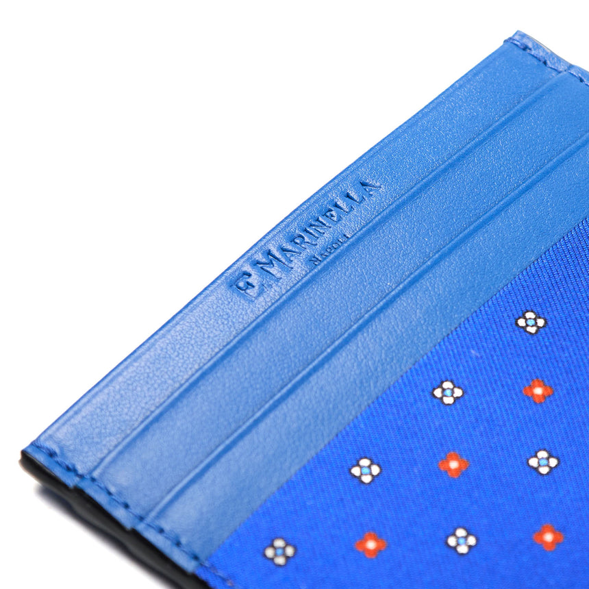 PORTACARTE DI CREDITO SETA E PELLE BLUETTE