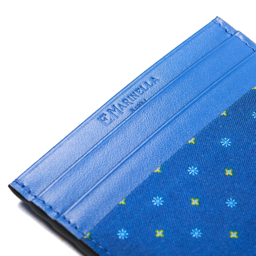 PORTACARTE DI CREDITO SETA E PELLE BLUETTE