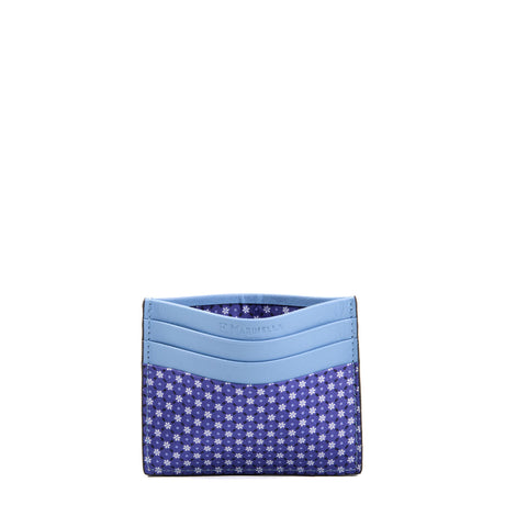 PORTACARTE DI CREDITO SETA E PELLE AZZURRO POLVERE