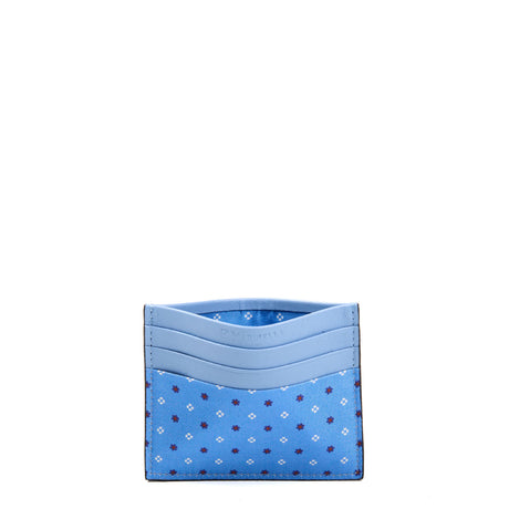 PORTACARTE DI CREDITO SETA E PELLE AZZURRO