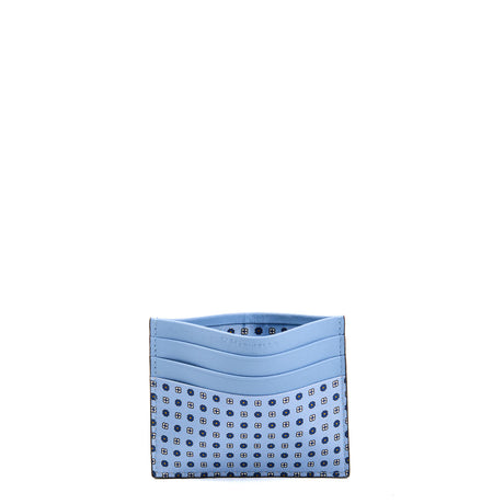 PORTACARTE DI CREDITO SETA E PELLE AZZURRO