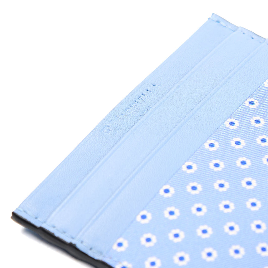 PORTACARTE DI CREDITO SETA E PELLE AZZURRO