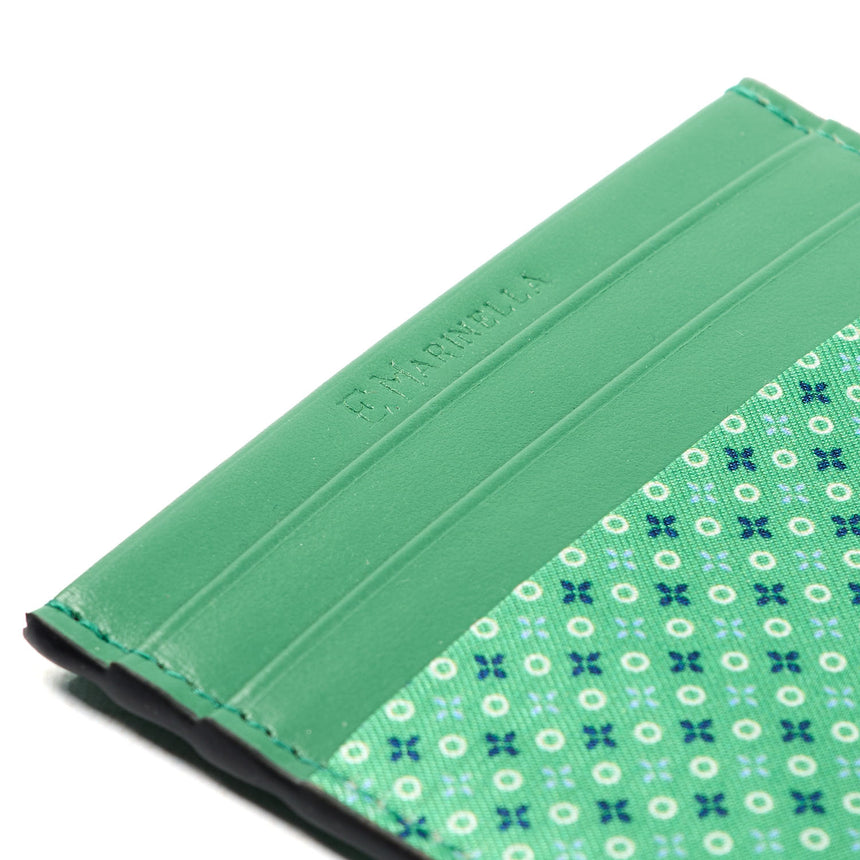 PORTACARTE DI CREDITO SETA E PELLE VERDE CHIARO
