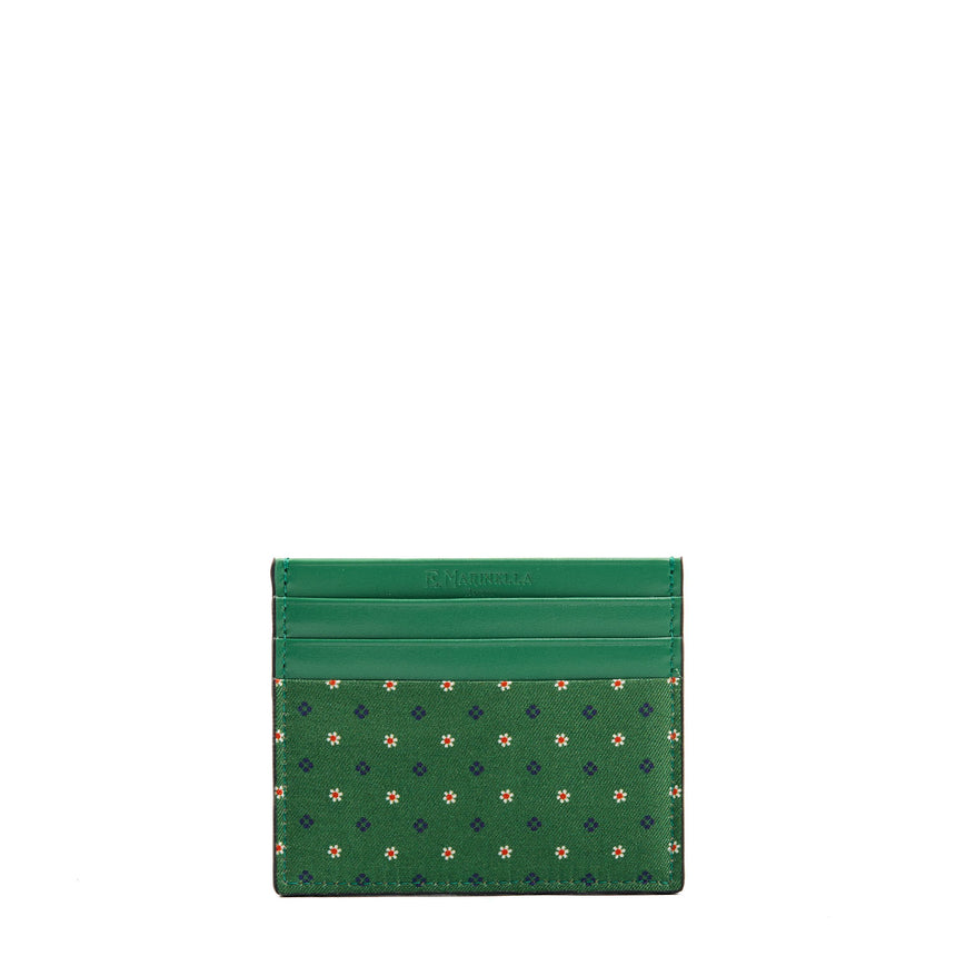 PORTACARTE DI CREDITO SETA E PELLE VERDE CHIARO
