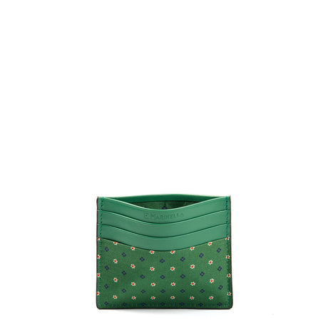 PORTACARTE DI CREDITO SETA E PELLE VERDE CHIARO