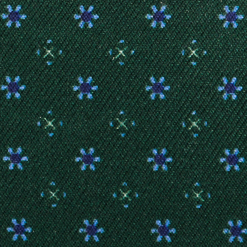 DARK GREEN LEATHER AND SILK CREDIT CARD HOLDER