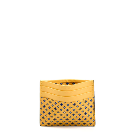 PORTACARTE DI CREDITO SETA E PELLE GIALLO