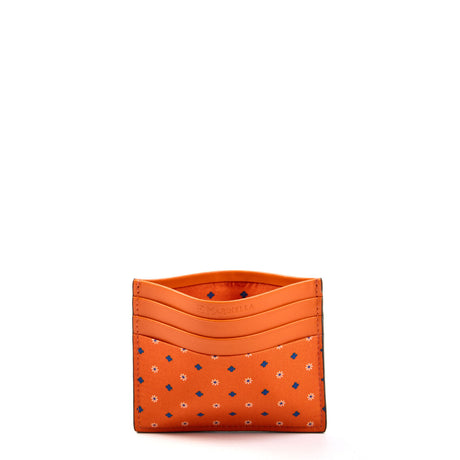 PORTACARTE DI CREDITO SETA E PELLE ARANCIONE