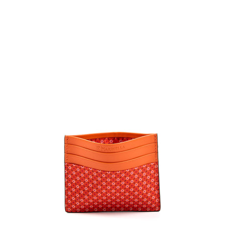 PORTACARTE DI CREDITO SETA E PELLE ARANCIONE