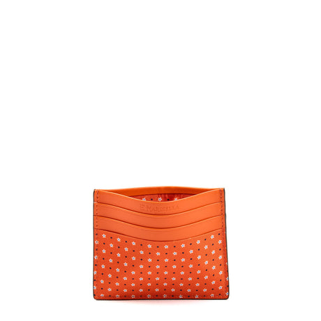 PORTACARTE DI CREDITO SETA E PELLE ARANCIONE