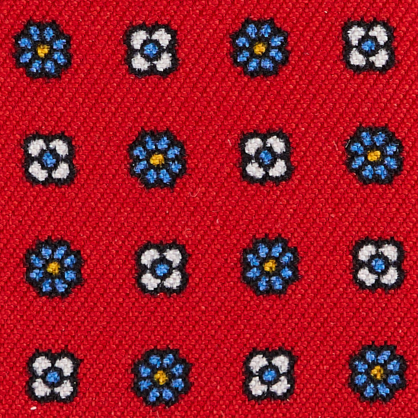 RED LEATHER AND SILK CREDIT CARD HOLDER