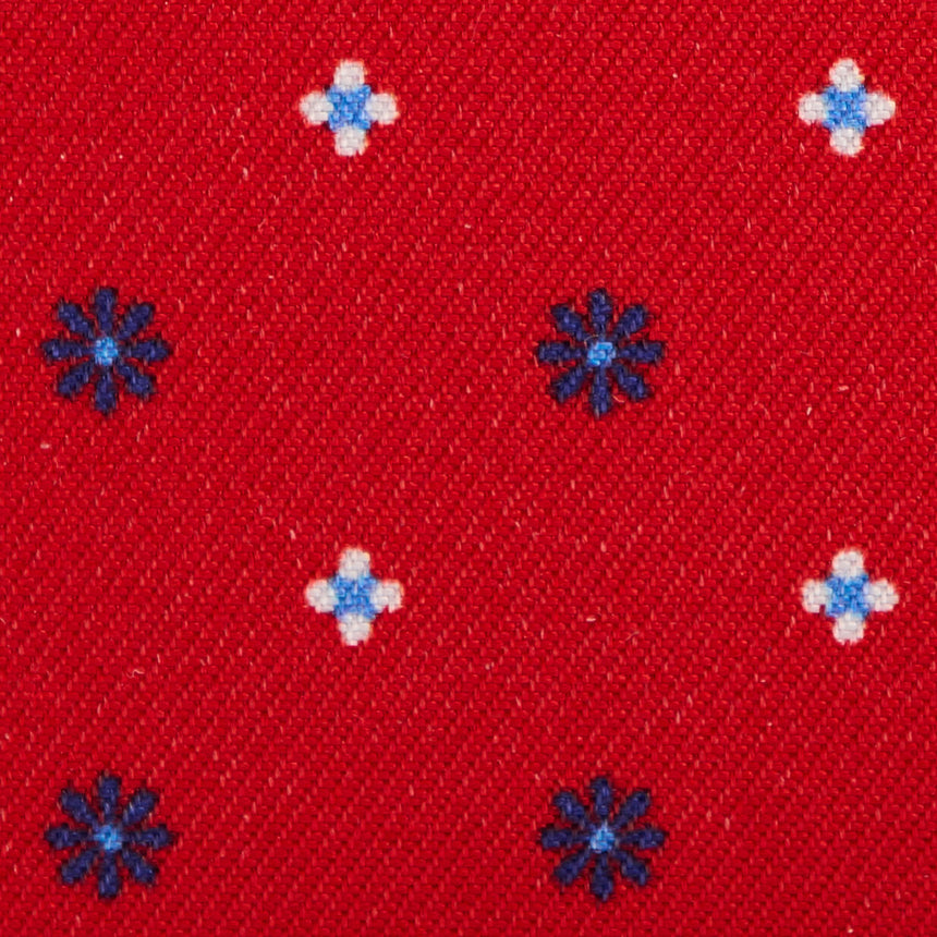 RED LEATHER AND SILK CREDIT CARD HOLDER