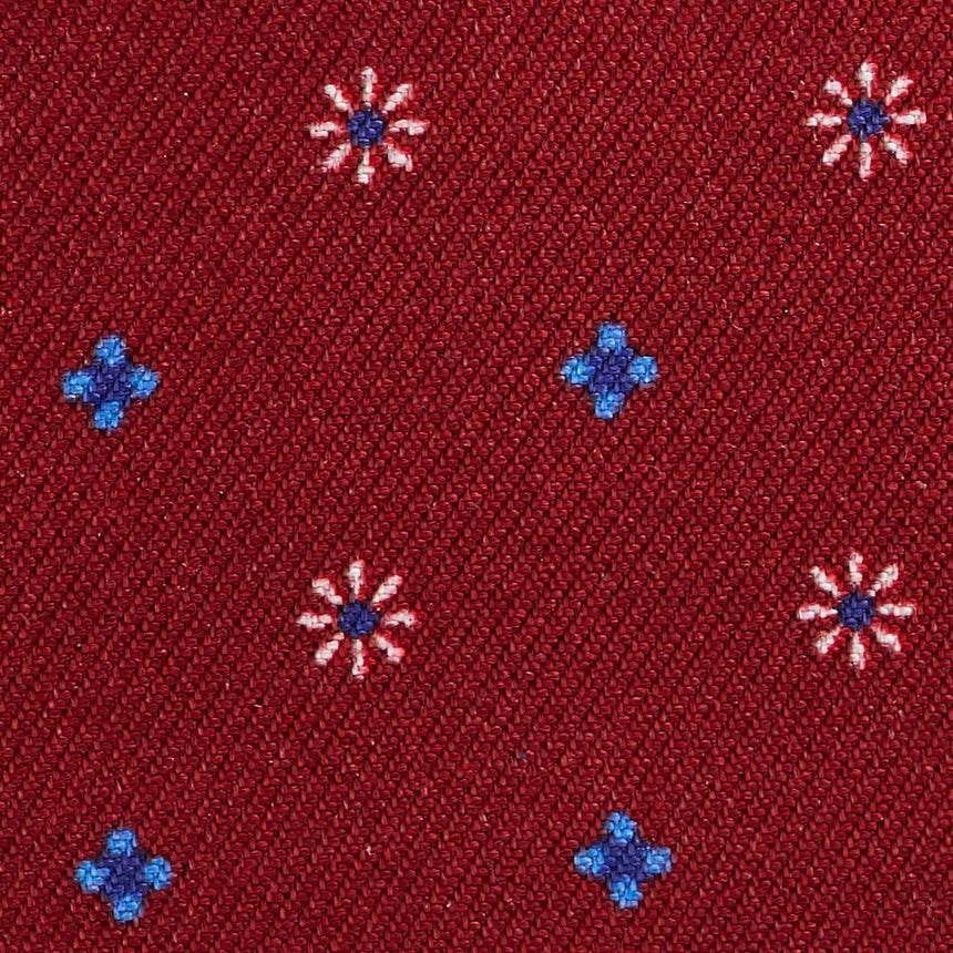 BURGUNDY LEATHER AND SILK CREDIT CARD HOLDER