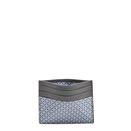 DARK GREY LEATHER AND SILK CREDIT CARD HOLDER