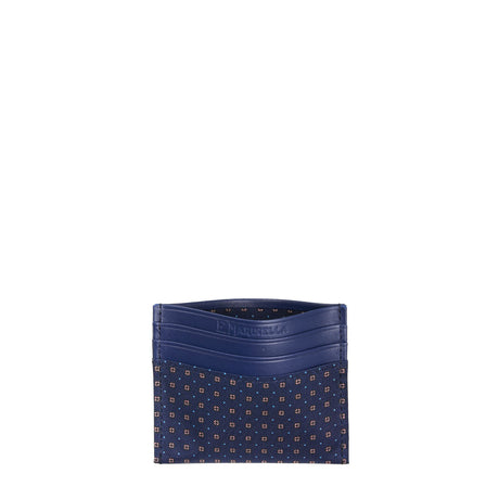 BLUE LEATHER AND SILK CREDIT CARD HOLDER