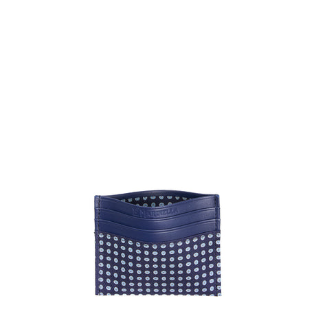 PORTACARTE DI CREDITO SETA E PELLE BLU