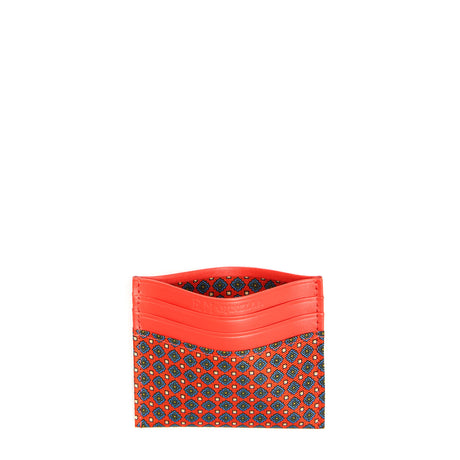ORANGE LEATHER AND SILK CREDIT CARD HOLDER
