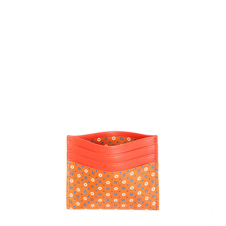 ORANGE LEATHER AND SILK CREDIT CARD HOLDER