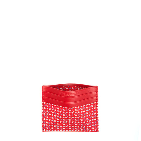 PORTACARTE DI CREDITO SETA E PELLE ROSSO