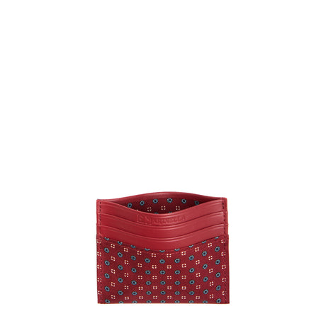 PORTACARTE DI CREDITO SETA E PELLE BORDEAUX