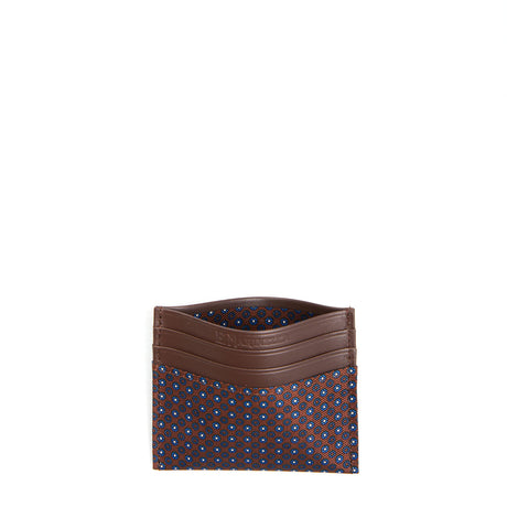 PORTACARTE DI CREDITO SETA E PELLE MARRONE SCURO