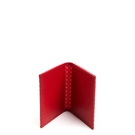 PORTACARTE PIEGHEVOLE IN SETA PELLE ROSSO