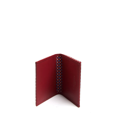 PORTACARTE PIEGHEVOLE IN SETA PELLE BORDEAUX