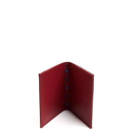 PORTACARTE PIEGHEVOLE IN SETA PELLE BORDEAUX