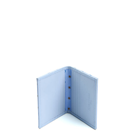 PORTACARTE PIEGHEVOLE IN SETA PELLE AZZURO