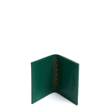 PORTACARTE PIEGHEVOLE IN SETA PELLE VERDE SCURO