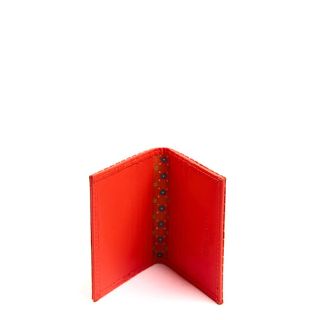 PORTACARTE PIEGHEVOLE IN SETA PELLE ARANCIONE