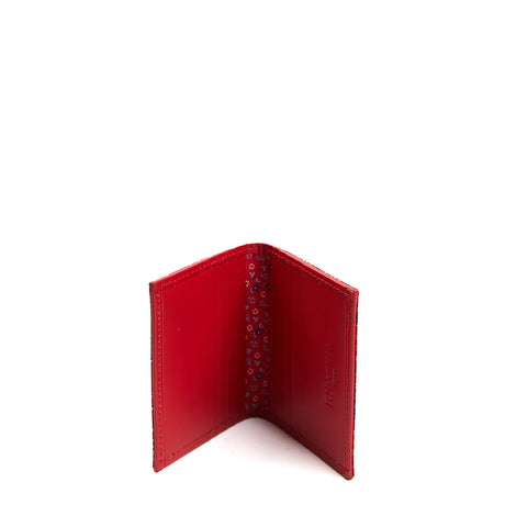 PORTACARTE PIEGHEVOLE IN SETA PELLE ROSSO