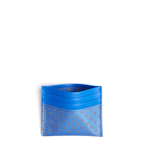 POWDER BLUE LEATHER AND SILK CREDIT CARD HOLDER