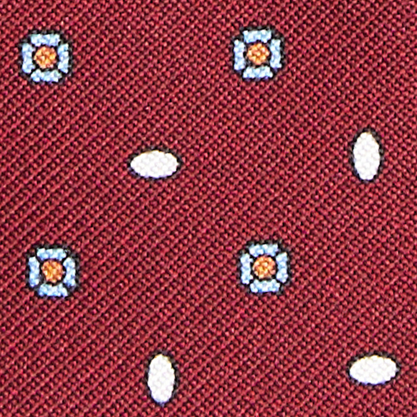 BURGUNDY LEATHER AND SILK CREDIT CARD HOLDER