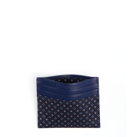 BLUE LEATHER AND SILK CREDIT CARD HOLDER