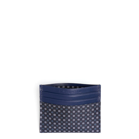 DARK BLUE SILK AND LEATHER CREDIT CARD HOLDER