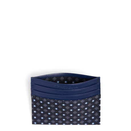 DARK BLUE SILK AND LEATHER CREDIT CARD HOLDER