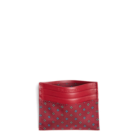 BURGUNDY LEATHER AND SILK CREDIT CARD HOLDER