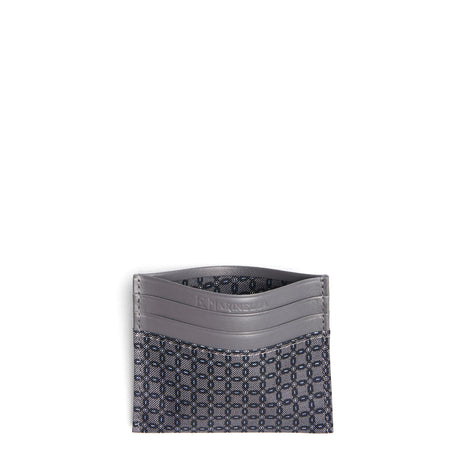 DARK GREY LEATHER AND SILK CREDIT CARD HOLDER
