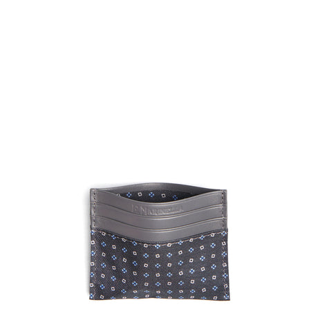 DARK GREY LEATHER AND SILK CREDIT CARD HOLDER