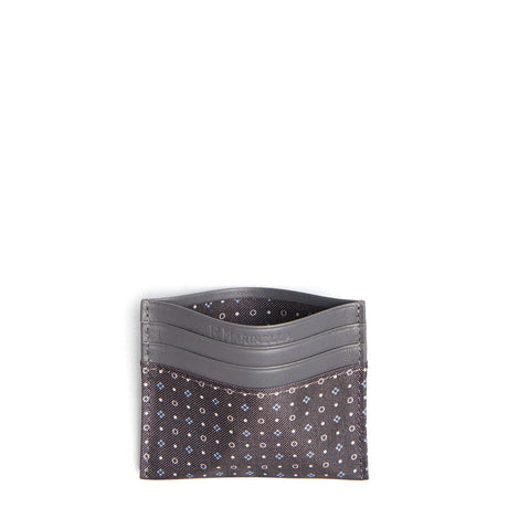 DARK GREY LEATHER AND SILK CREDIT CARD HOLDER