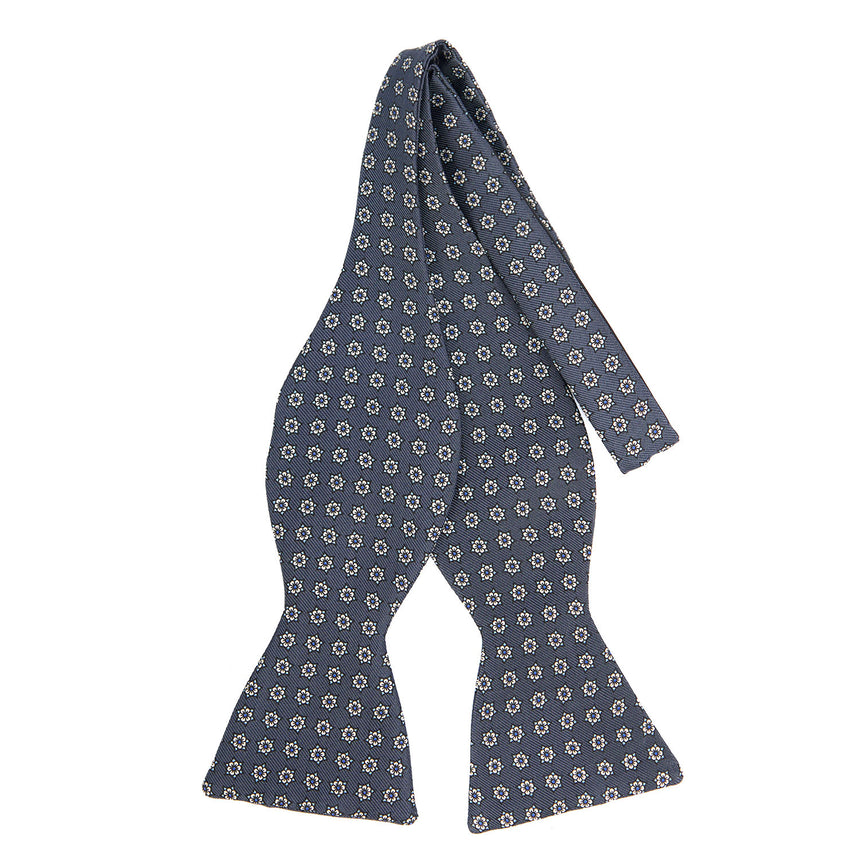 PAPILLON DA ANNODARE IN SETA STAMPATA GRIGIO SCURO