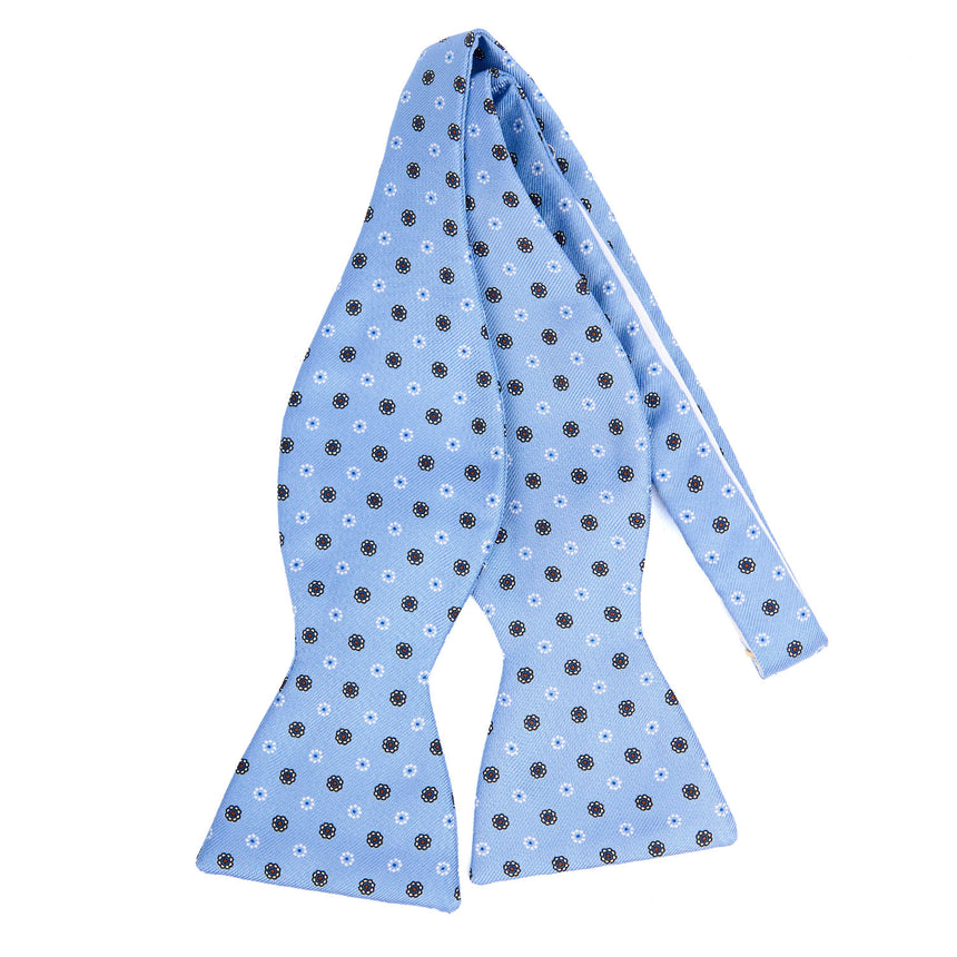 PAPILLON DA ANNODARE IN SETA STAMPATA AZZURRO 