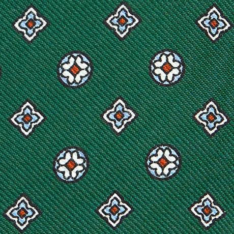 DARK GREEN SELF-TIE PRINTED SILK BOWTIE