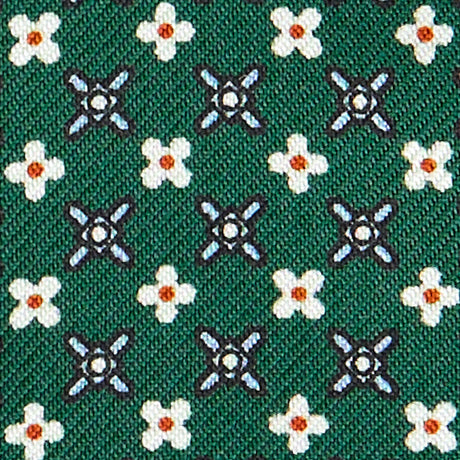 DARK GREEN SELF-TIE PRINTED SILK BOWTIE