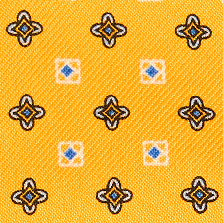 YELLOW SELF-TIE PRINTED SILK BOW TIE
